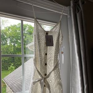 White Crochet Button Down Dress